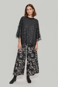 Embroidery Mesh Bluse