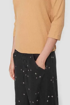 Globe Rib Bluse Med 3/4 Aerme