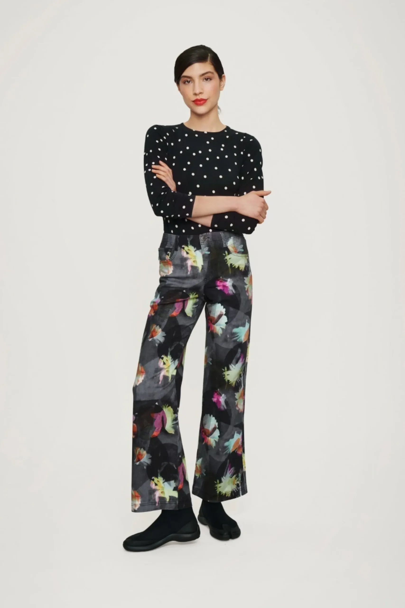 Scattered Dot Jersey Bluse